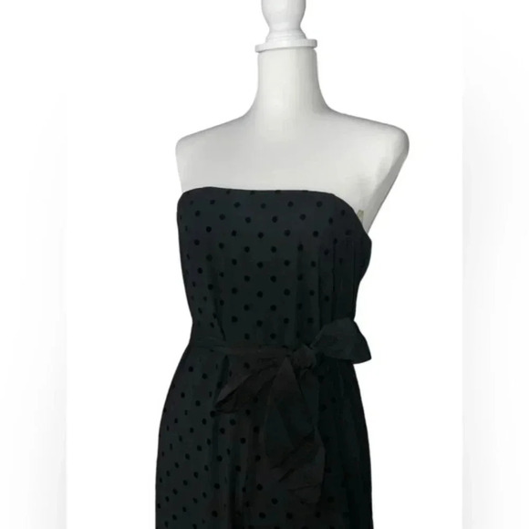 4Sienna Black Stapless Jumpsuit Corset Small Chiffon Velvet Dot Wide Leg - Picture 4 of 5
